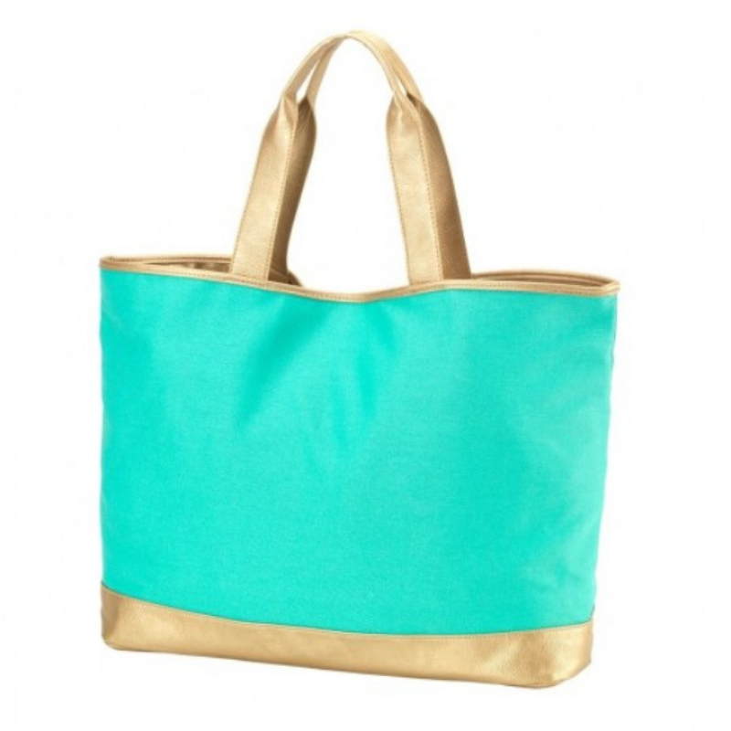 Personalized Mint Cabana Tote