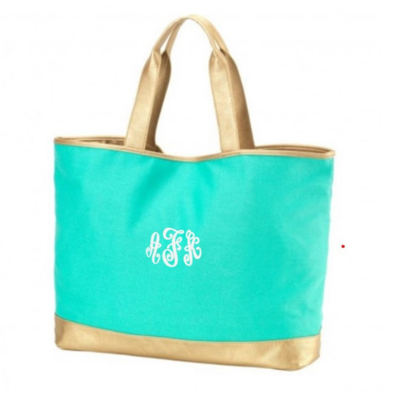 Personalized Mint Cabana Tote