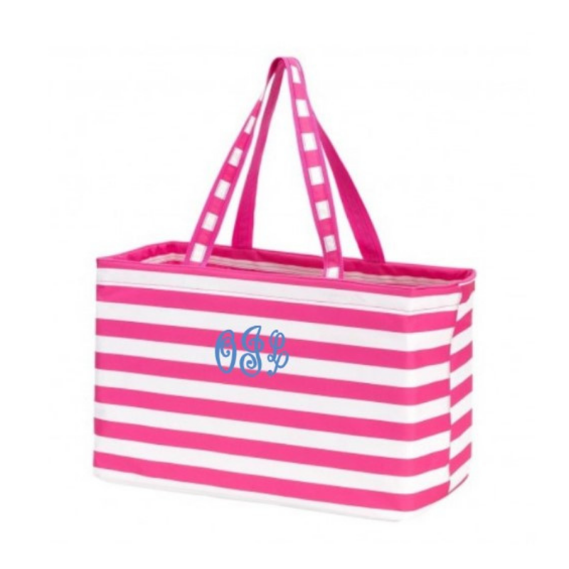 Personalized Stripe Hot Pink Ultimate Tote