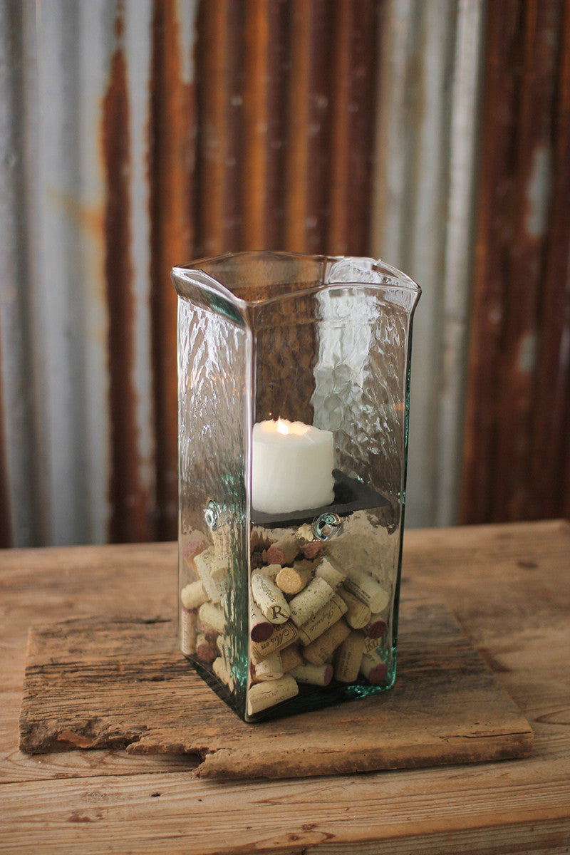 Original Glass Candle Cylinder with Rustic Insert - Medium