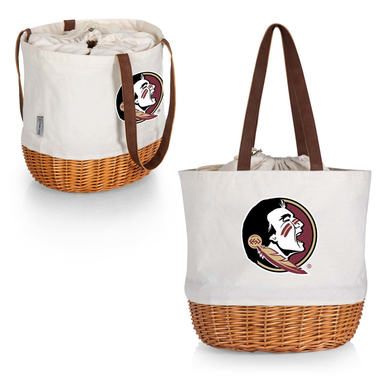 Florida State Seminoles - Coronado Canvas and Willow Basket Tote, (Beige Canvas)