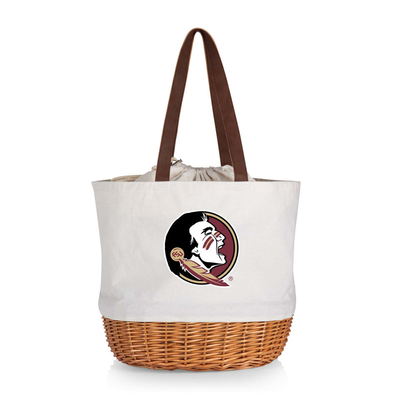 Florida State Seminoles - Coronado Canvas and Willow Basket Tote, (Beige Canvas)