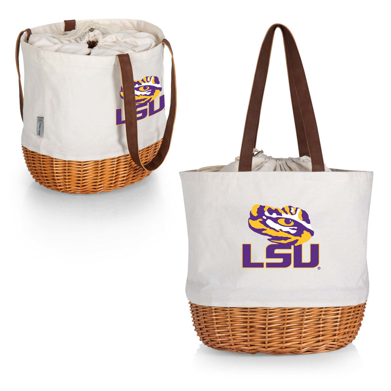 LSU Tigers - Coronado Canvas and Willow Basket Tote, (Beige Canvas)