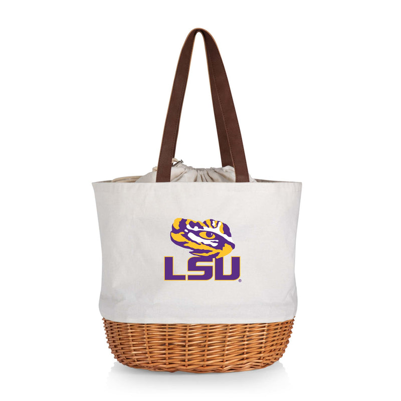 LSU Tigers - Coronado Canvas and Willow Basket Tote, (Beige Canvas)