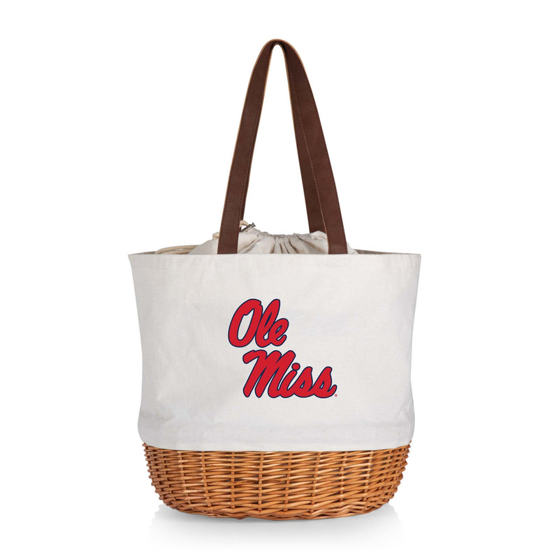 Ole Miss Rebels - Coronado Canvas and Willow Basket Tote, (Beige Canvas)