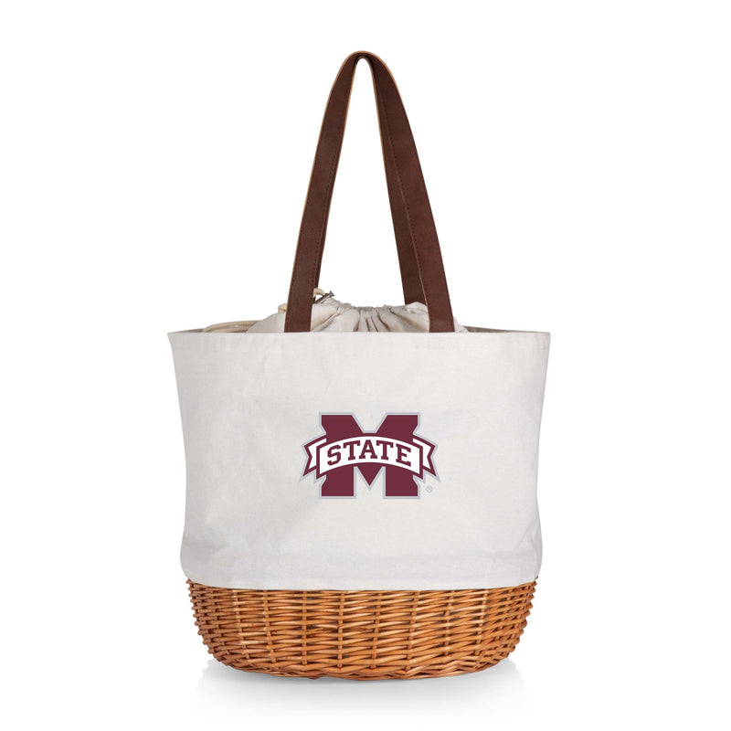 Mississippi State Bulldogs - Coronado Canvas and Willow Basket Tote, (Beige Canvas)