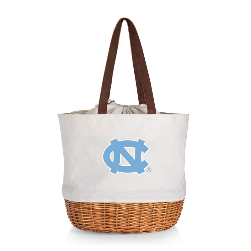 North Carolina Tar Heels - Coronado Canvas and Willow Basket Tote, (Beige Canvas)