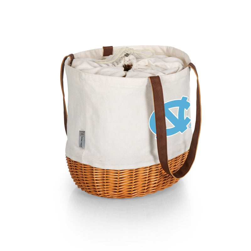 North Carolina Tar Heels - Coronado Canvas and Willow Basket Tote, (Beige Canvas)