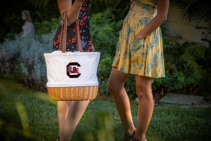 South Carolina Gamecocks - Coronado Canvas and Willow Basket Tote, (Beige Canvas)