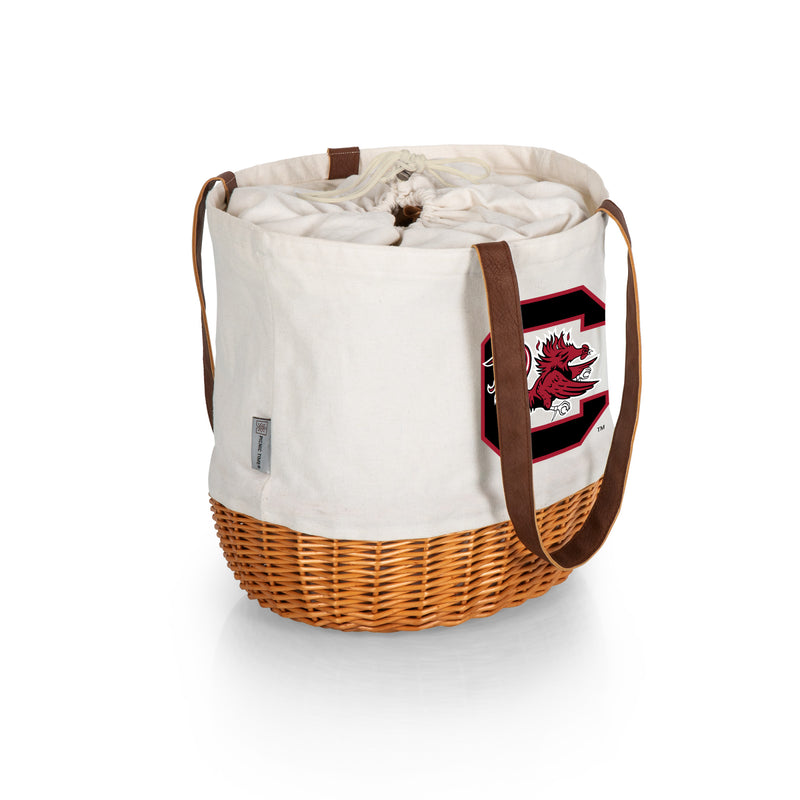 South Carolina Gamecocks - Coronado Canvas and Willow Basket Tote, (Beige Canvas)