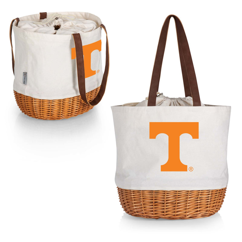 Tennessee Volunteers - Coronado Canvas and Willow Basket Tote, (Beige Canvas)