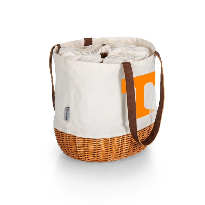 Tennessee Volunteers - Coronado Canvas and Willow Basket Tote, (Beige Canvas)