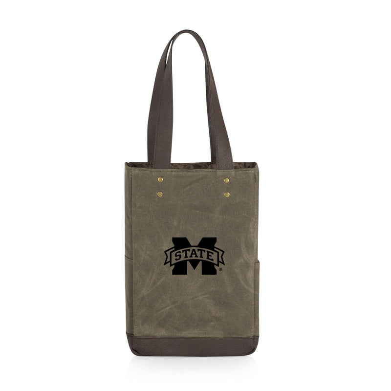 Mississippi State Bulldogs - 2 Bottle Insulated Wine Cooler Bag, (Khaki Green with Beige Accents)