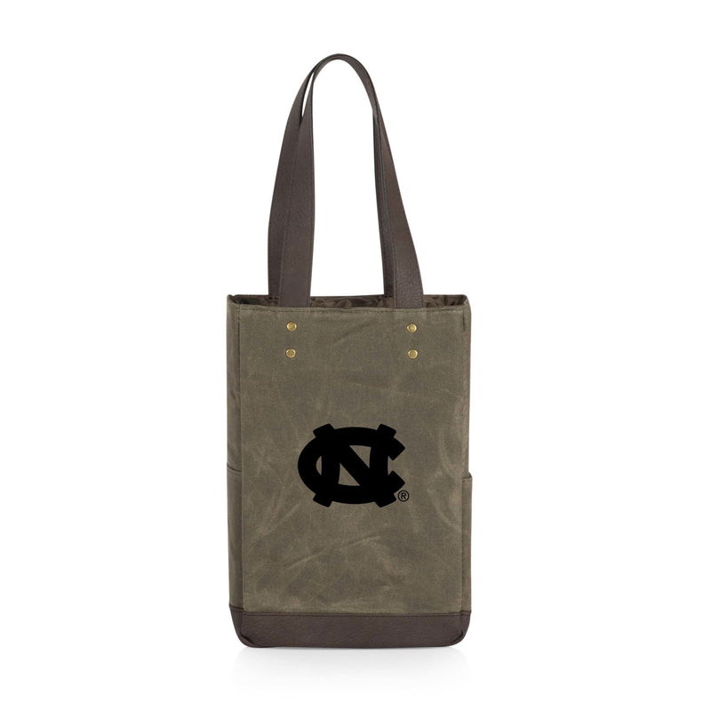 North Carolina Tar Heels - 2 Bottle Insulated Wine Cooler Bag, (Khaki Green with Beige Accents)