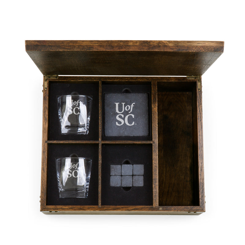 South Carolina Gamecocks - Whiskey Box Gift Set, (Oak Wood)