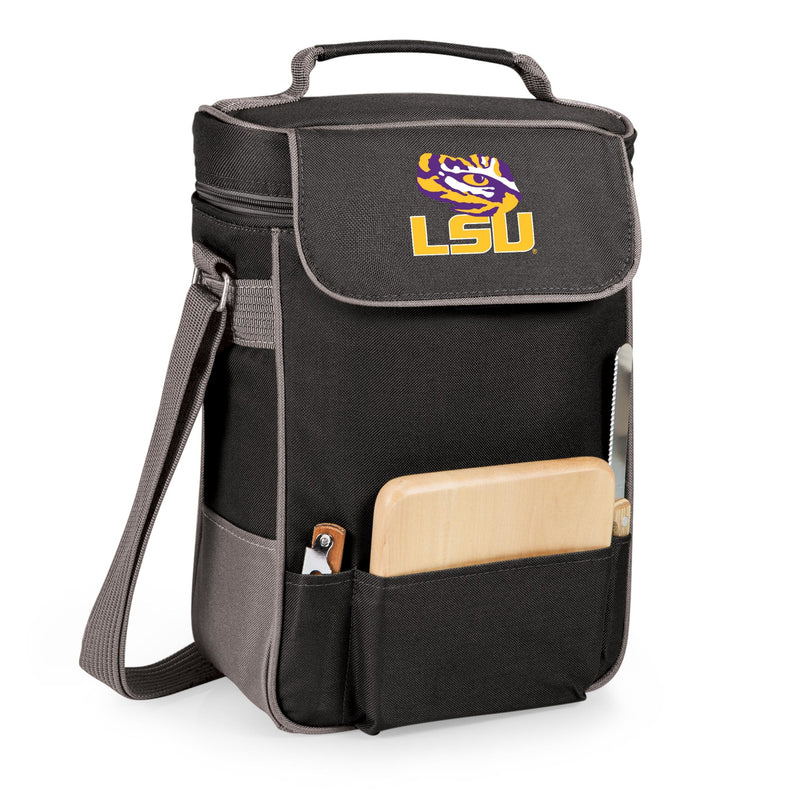 LSU Tigers - Duet Wine & Cheese Tote, (Black with Gray Accents)