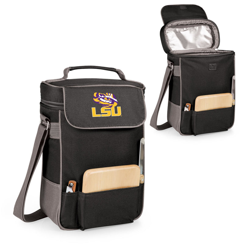 LSU Tigers - Duet Wine & Cheese Tote, (Black with Gray Accents)