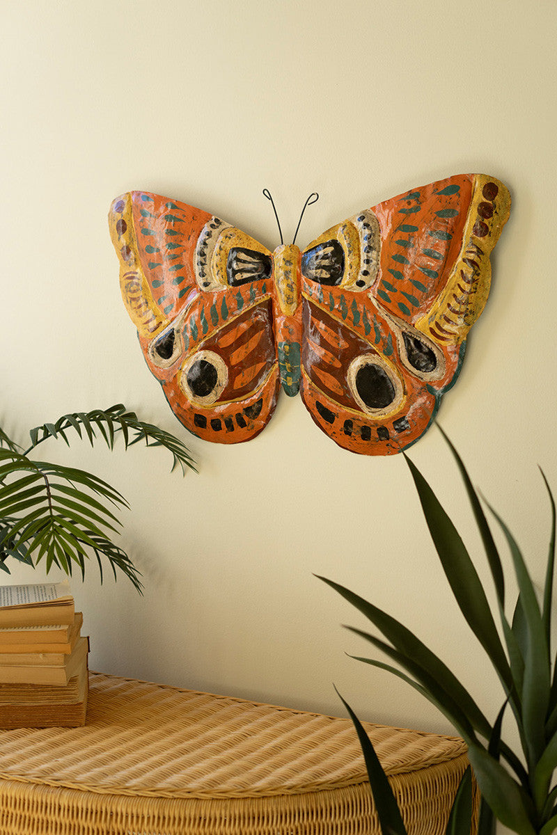 PAINTED METAL BUTTERFLY WALL ART
