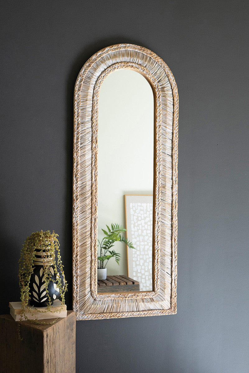ARCHED SEAGRASS FRAMED MIRROR
