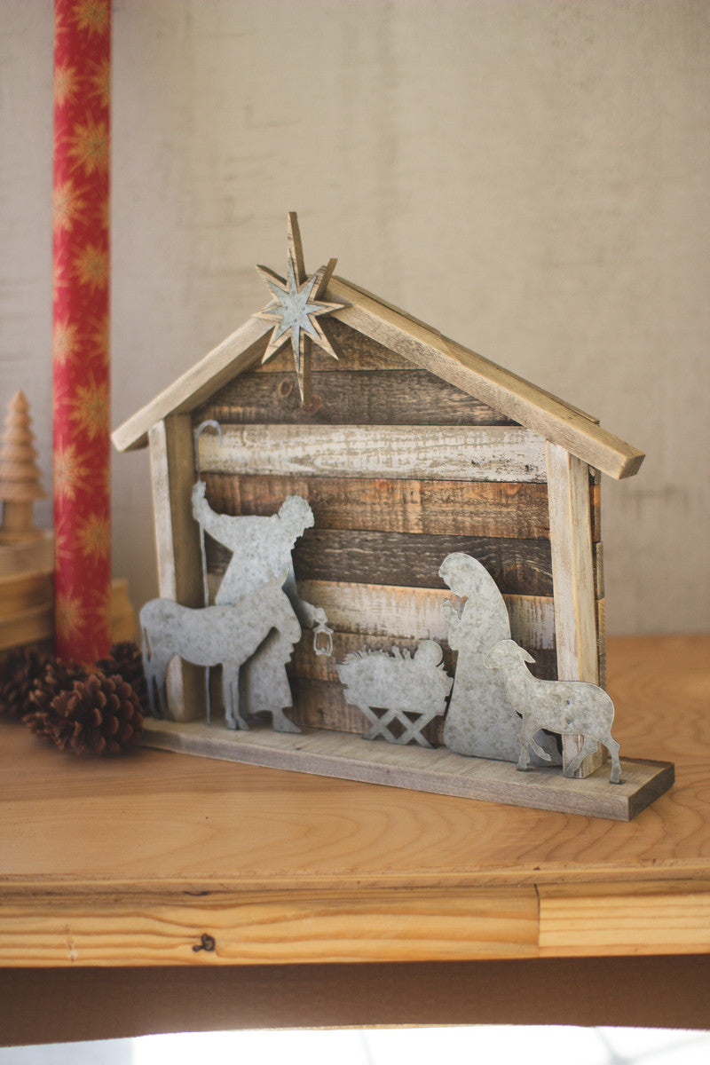WOOD AND METAL NATIVITY