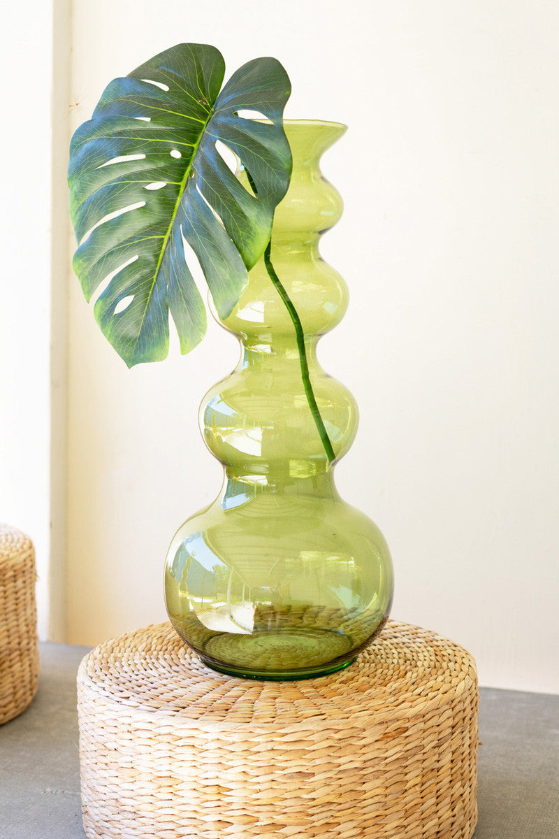 LARGE GLASS BUBBLE VASE - GREEN