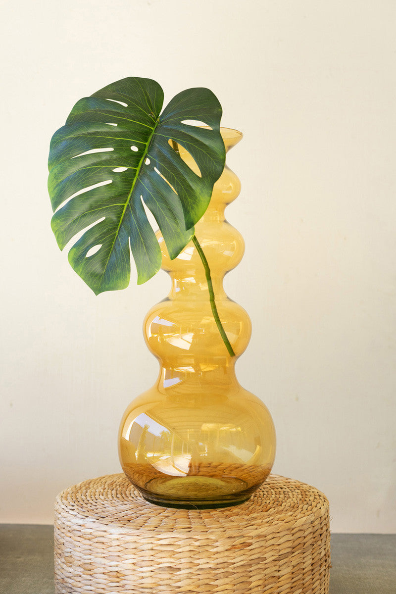 LARGE GLASS BUBBLE VASE - AMBER