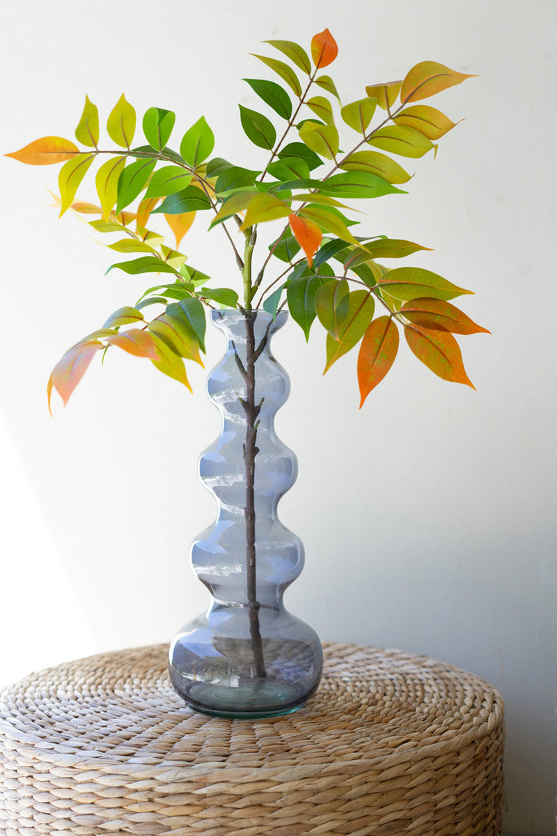 SMALL GLASS BUBBLE VASE -  SMOKE