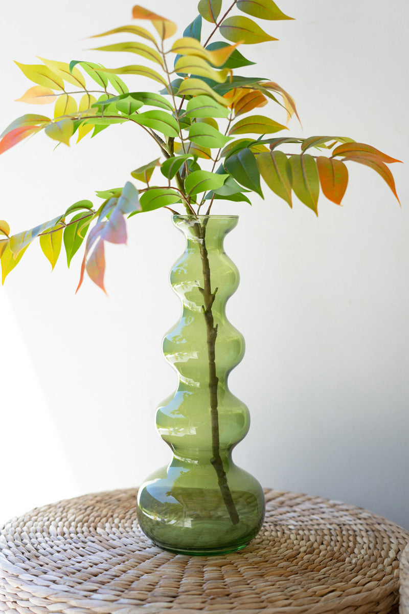 SMALL GLASS BUBBLE VASE - GREEN