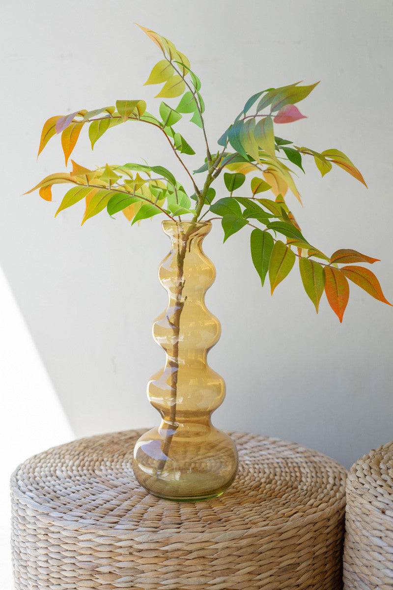 SMALL GLASS BUBBLE VASE - AMBER