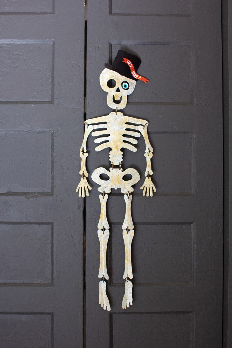 PAINTED METAL SKELETON DOOR ART