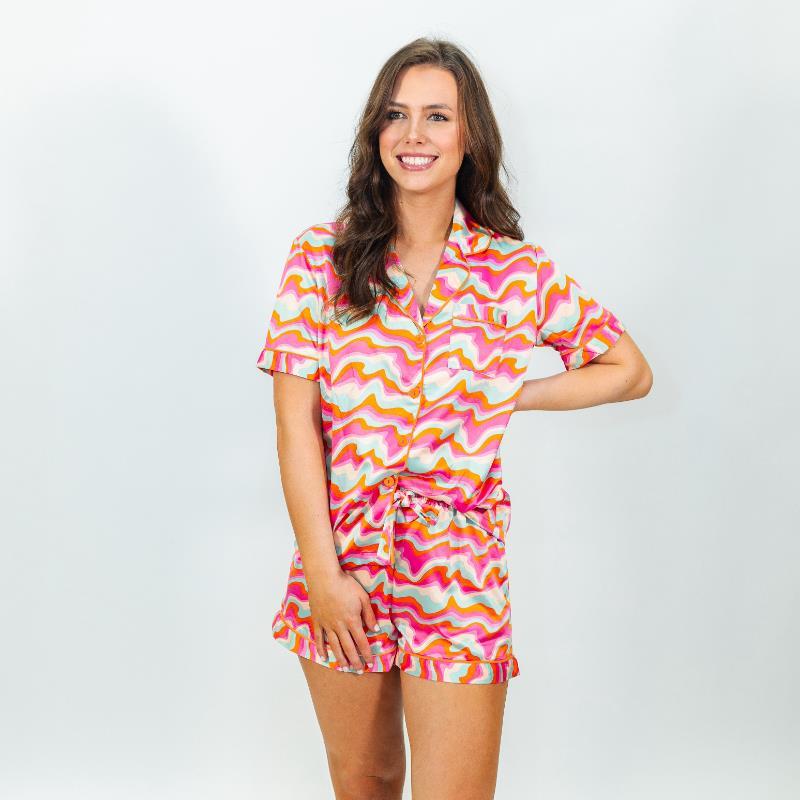 Groovy Satin PJ Short Set