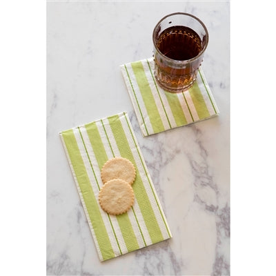 GREEN AWNING STRIPE GUEST NAPKIN