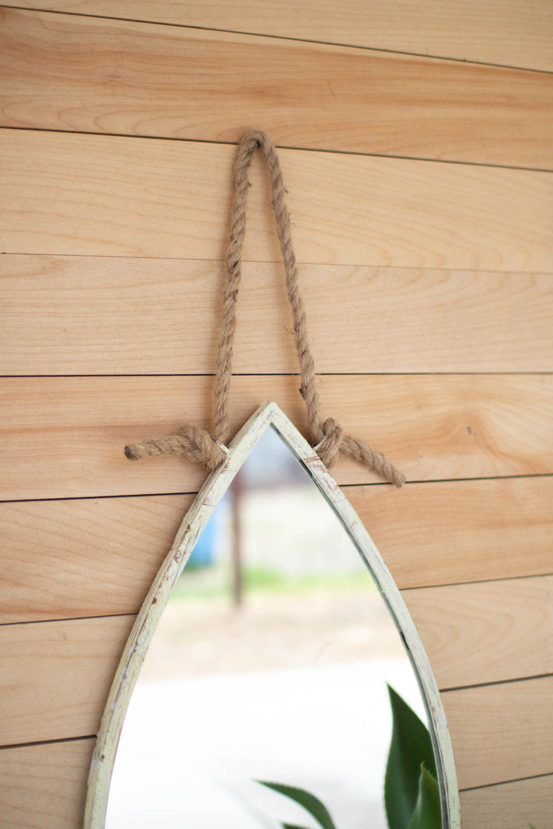 Vertical Fish Mirror With Rope Hanger