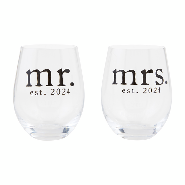 MR MRS WINE GLASS SET 24