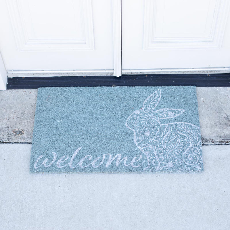 Welcome Floral Bunny Coir Mat