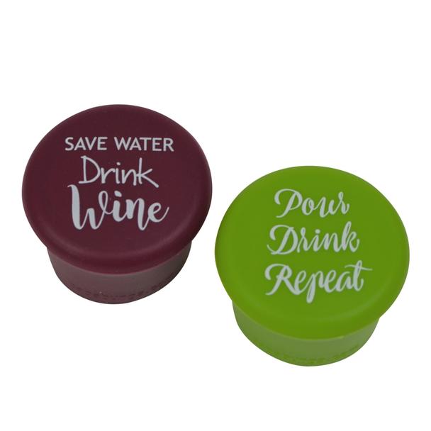 Capabunga Wine Cap Set Save Water/Pour Drink Repeat