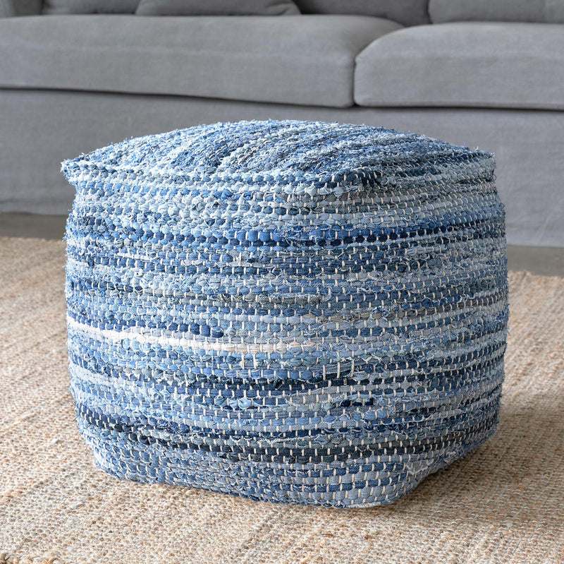 Woven Recycled Denim Pouf