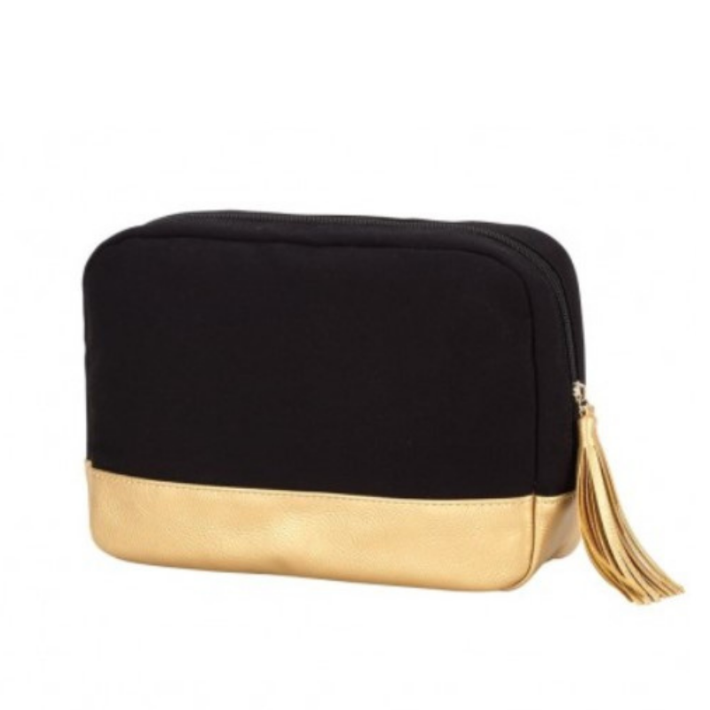 Personalized Black Cabana Cosmetic Bag