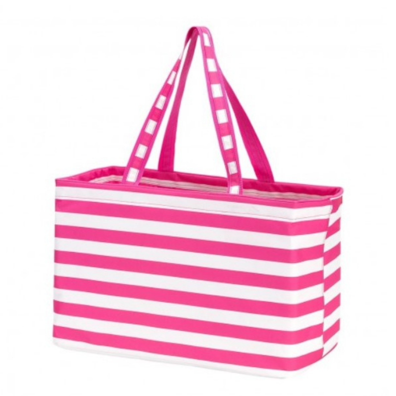 Personalized Stripe Hot Pink Ultimate Tote