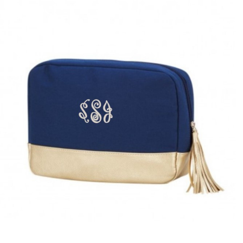 Personalized Navy Cabana Cosmetic Bag