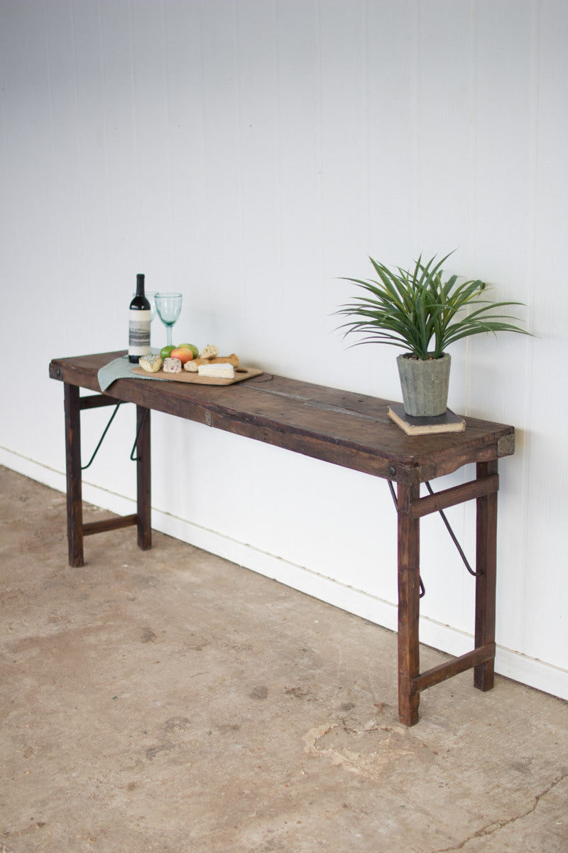 Antique Wood Folding Console Table