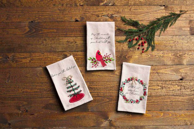 Tree Christmas French Knot Towel