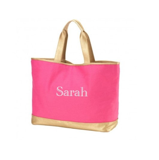 Personalized Hot Pink Cabana Tote