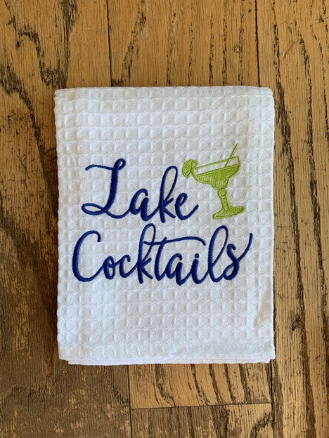 Lake Cocktails Waffle Tea Towel
