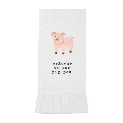 Pig Ruffle Edge Farm Towel