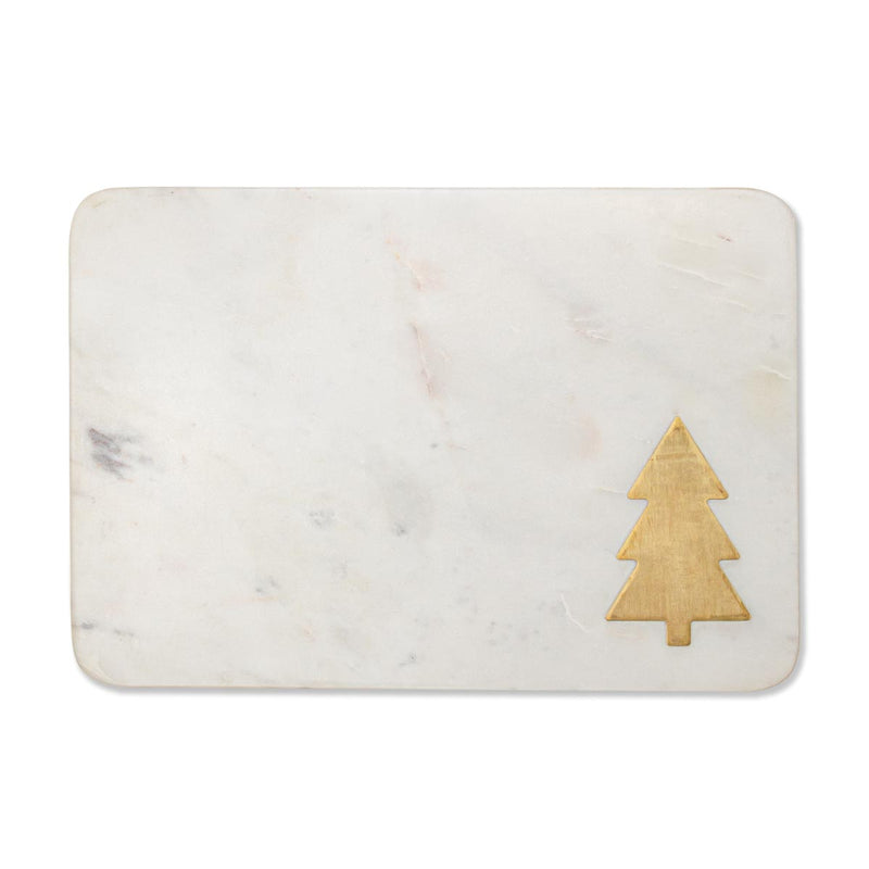 Christmas Tree Serving Board   White/Gold
