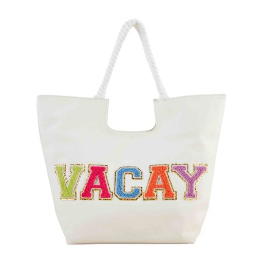 White Canvas Patch Tote
